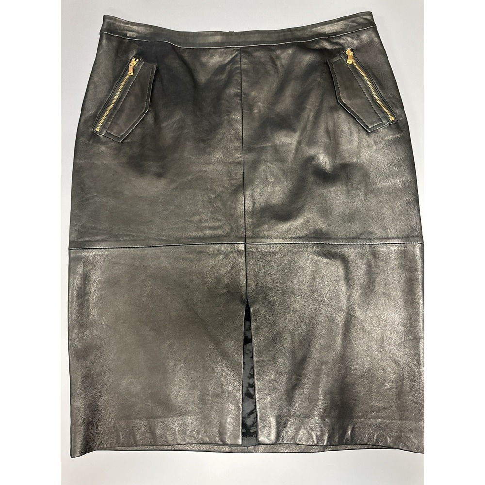 Women's Moto Pencil Skirt Sz 10 Black Quality Leather Zipper Chic Whimsigoth